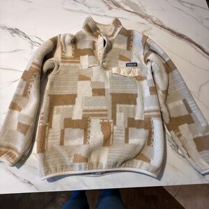 Patagonia Tan and Cream Zip-Up Sweater
